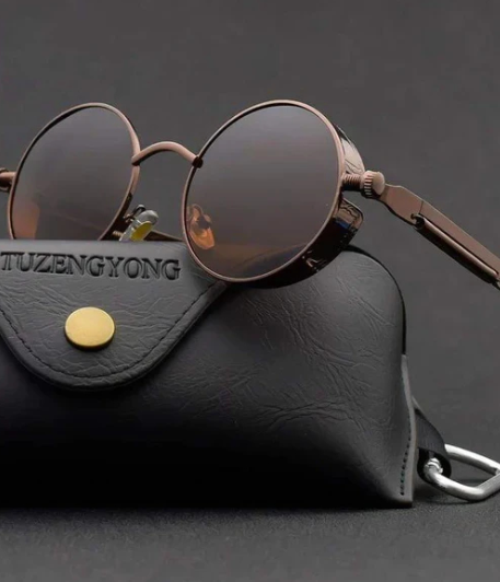 Lentes de Sol Metal Steampunk para Hombre y Mujer Moda Redondos Vintage Alta Calidad UV400