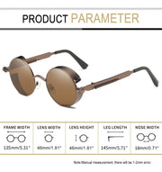 Lentes de Sol Metal Steampunk para Hombre y Mujer Moda Redondos Vintage Alta Calidad UV400